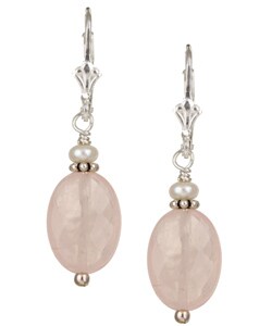 Charming Life Sterling Silver Pink Rose Quartz Drop Earrings