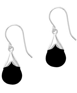 Stonique Creations Sterling Silver Onyx Teardrop Earrings