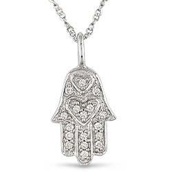 14k White Gold Diamond Accent Hamsa Necklace