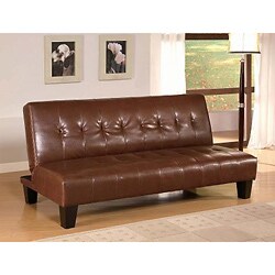 Brown Vinyl Leatherette Futon Sofa Bed