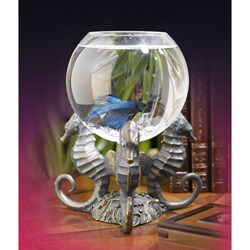 Victorian Brass Seahorse Stand and Fishbowl