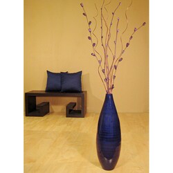 Cobalt Blue Bamboo Teardrop Vase with Violet Florets