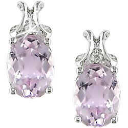 14k White Gold Diamond and Kunzite Earrings