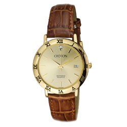 Croton Men's Casual Leather Strap Quartz Watch
