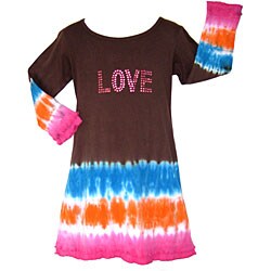 AnnLoren Girl's Tie-dye 'Love' Dress