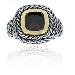 Glitzy Rocks Sterling Silver Garnet Rope Design Ring