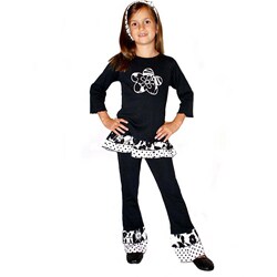 AnnLoren Girl's Black and White Chic 2-piece Outfit