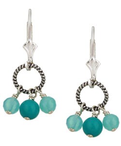 Charming Life Sterling Silver Turquoise and Chalcedony Quartz Earrings