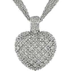 Sterling Silver 1ct TDW Diamond Heart Necklace (J-K, I3)