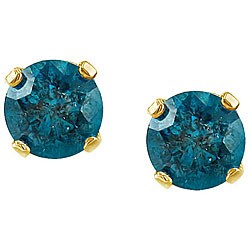 14K Gold 1/2ct TDW Blue Diamond Stud  Earrings