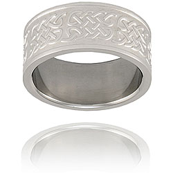 Celtic Knot Brushed Laser Cut Stainless Steel Ring