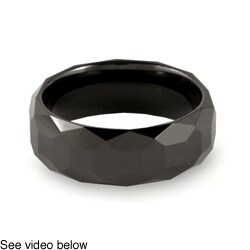 Black-plated Tungsten Faceted Polished Band (8 mm)