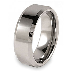 Men's Tungsten Polished Beveled Edge Band (8 mm)