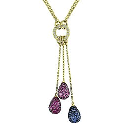 18k Gold Gemstone and 1/6ct TDW Diamond Necklace