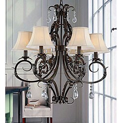 Antique Copper Iron 6-light Crystal Chandelier