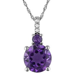 10k White Gold Diamond and Amethyst Necklace