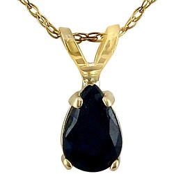 14k Yellow Gold Sapphire Pear-shape Necklace