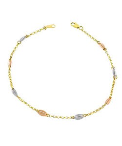 14k Tri-tone Gold Bean Chime Anklet