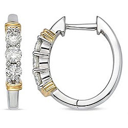 14k Two-tone Gold 1/2ct TDW 3-stone Diamond Earrings (H-I, I1-I2)