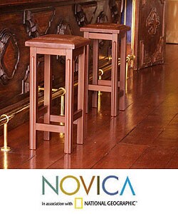 'Empress' Cedar and Leather Bar Stool (Peru)