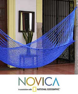 Hand-woven 'Blue Sonata' Hammock (Mexico)