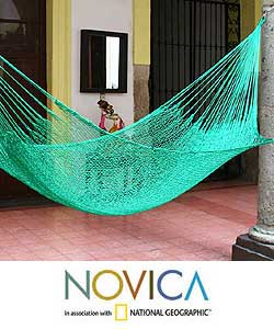 Hand-woven 'Olive Sonata' Hammock (Mexico)