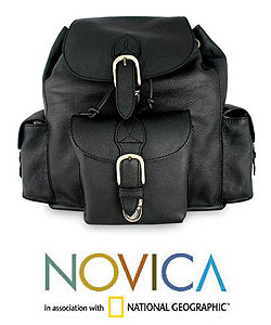 Leather 'Black Deluxe' Backpack (Mexico)