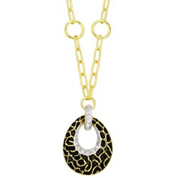 18k Gold over Silver 17-inch CZ and Enamel Necklace