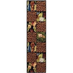 Hand-hooked Musical Ivory/ Multi Wool Runner (2'6 x 12')