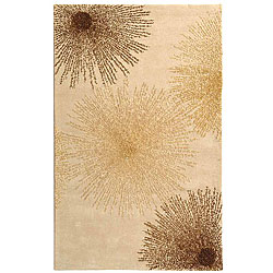 Handmade Soho Burst Beige New Zealand Wool Rug (7'6 x 9'6)