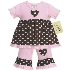 JoJo Designs Pink and Brown Polka Dot Baby Girl's Outfit