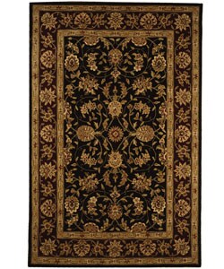 Handmade Traditions Isfahan Black/ Burgundy Wool and Silk Rug (6' x 9')