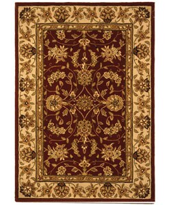 Handmade Isfahan Burgundy/ Ivory Wool and Silk Rug (4' x 6')