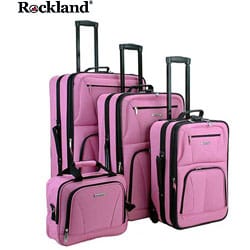 Rockland Deluxe Pink 4-piece  Luggage Set