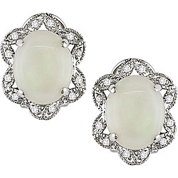 10k Gold Opal and 1/10ct TDW Diamond Earrings