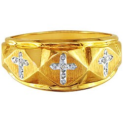 10k Yellow Gold Diamond Accent Cross Band