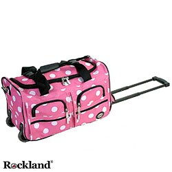 Rockland Pink Dot 22-inch Carry On Rolling Duffel Bag