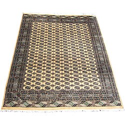 Pak Bokhara Ivory/ Green Rug (9' x 12')