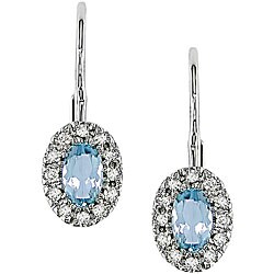 10k Gold Blue Topaz and 1/10ct TDW Diamond Earrings