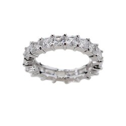 14k Gold Overlay Princess-cut Stackable CZ Eternity Band
