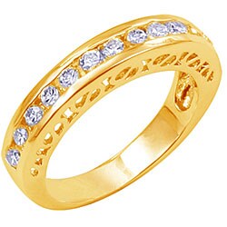 14k Yellow Gold Overlay Cubic Zirconia Gallery Band