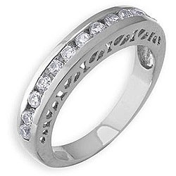 14k White Gold Overlay Stackable Cubic Zirconia Gallery Band