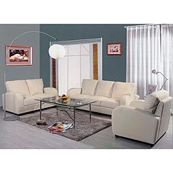 Contemporary Leather 3-piece Living Room Set