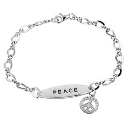 Sterling Silver Cubic Zirconia Peace Bracelet