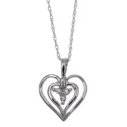 10k White Gold Diamond Accent Heart Necklace (J/K,I2/I3)