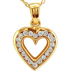 10k Yellow Gold 1/5ct TDW Diamond Heart Necklace
