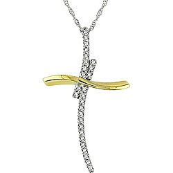 10k Two-tone Gold 1/4ct Diamond Cross Necklace