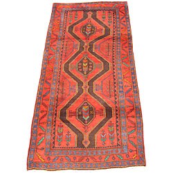 Persian Hamadan Red Runner Rug (4'3 x 10')