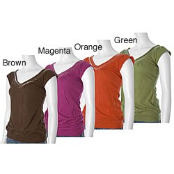 Self Esteem Junior's Cap Sleeve V-neck Shirt