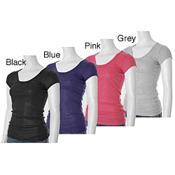 Energie Junior's Cap-sleeve Glitter Keyhole Top